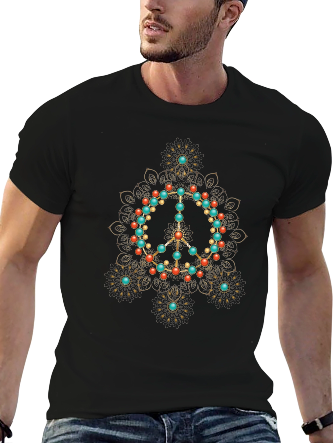 Peace Sign Mandala Graphic T-Shirt