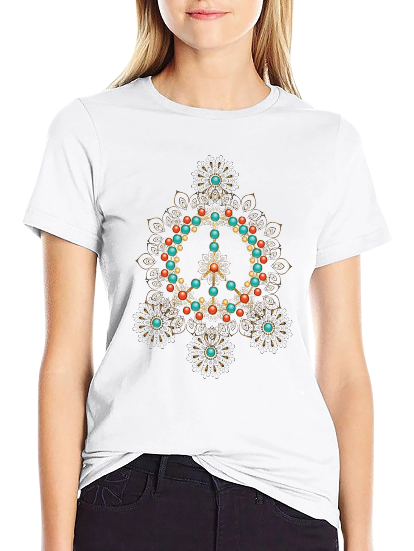Peace Sign Mandala Graphic T-Shirt