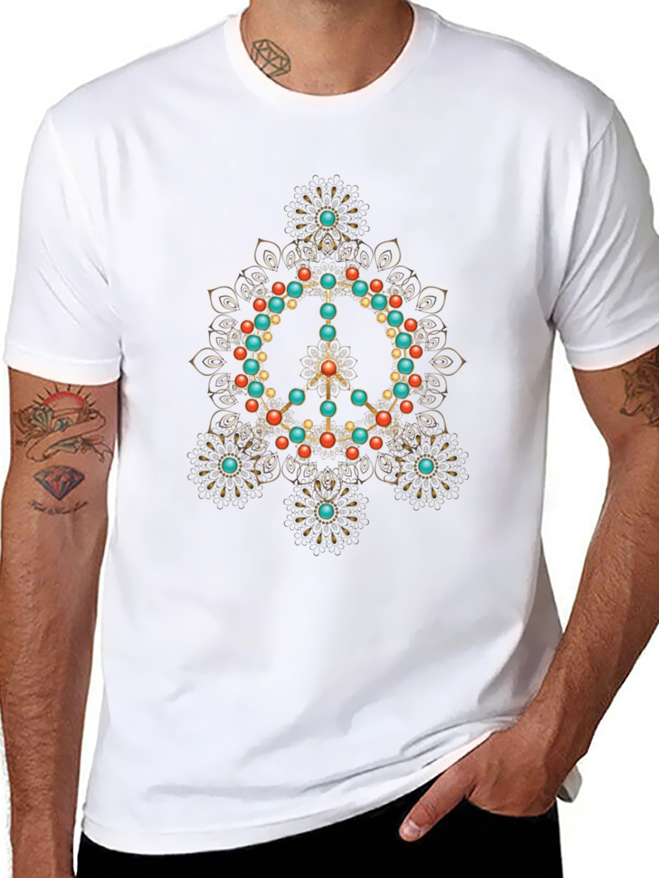 Peace Sign Mandala Graphic T-Shirt