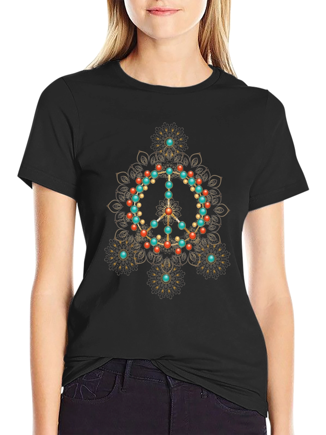 Peace Sign Mandala Graphic T-Shirt