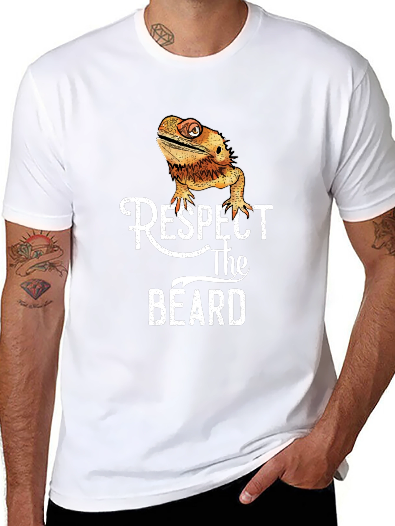 Respect The Beard T-Shirt - Funny Bearded Dragon Tee