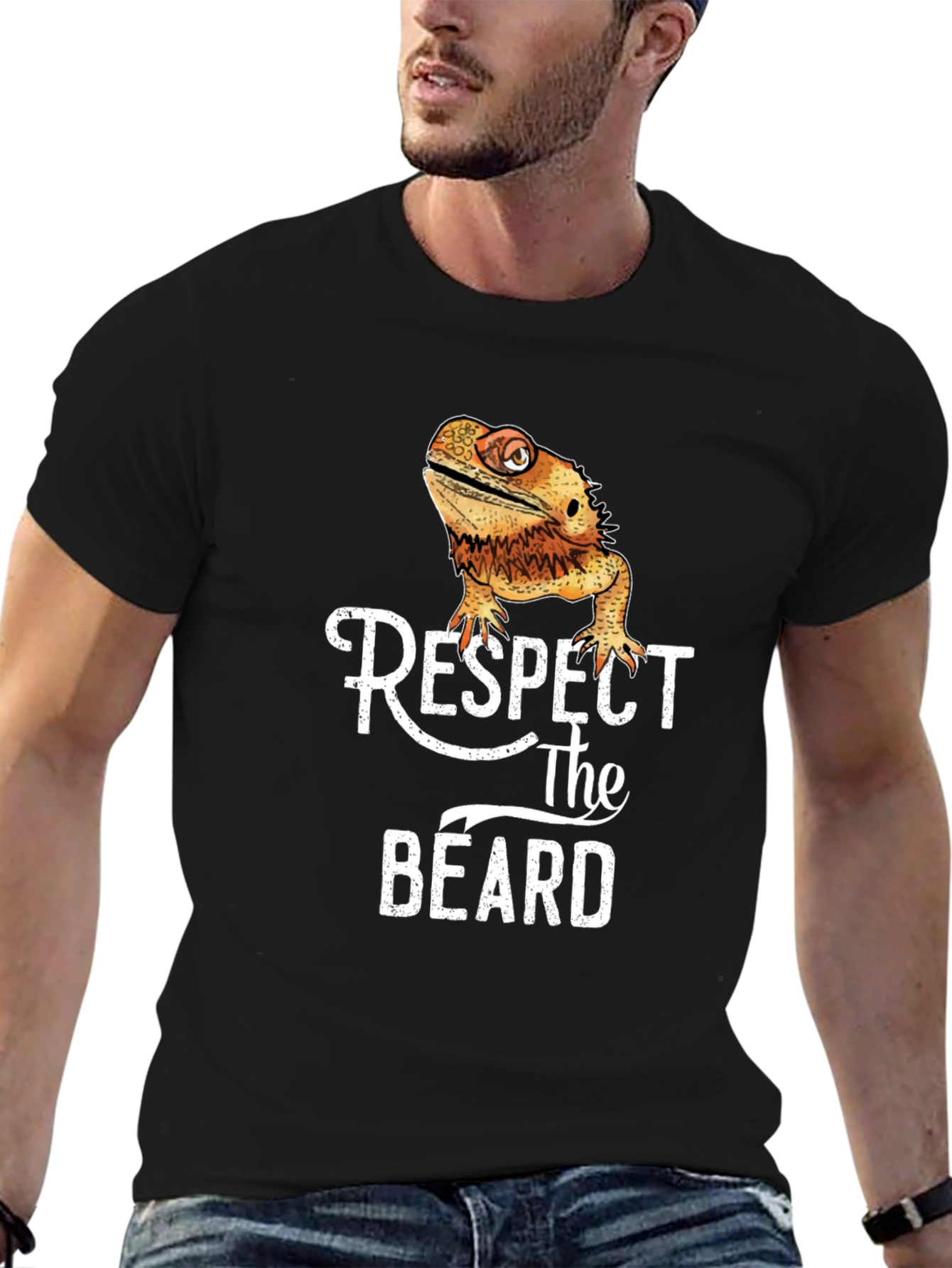 Respect The Beard T-Shirt - Funny Bearded Dragon Tee