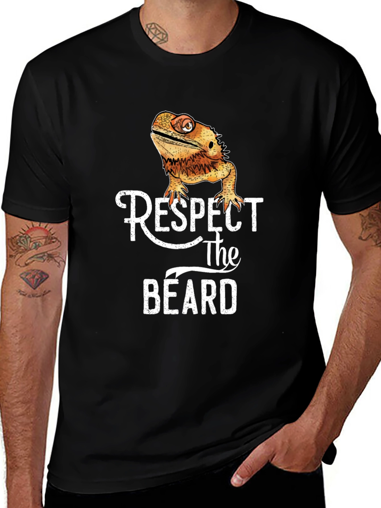 Respect The Beard T-Shirt - Funny Bearded Dragon Tee