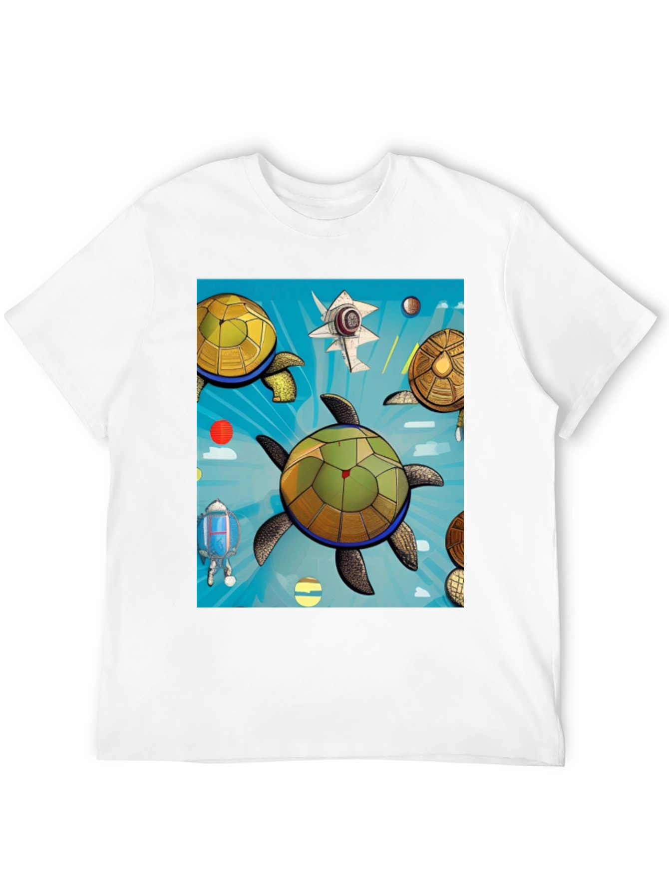 Space Turtle Graphic Tee - Premium Black Cotton