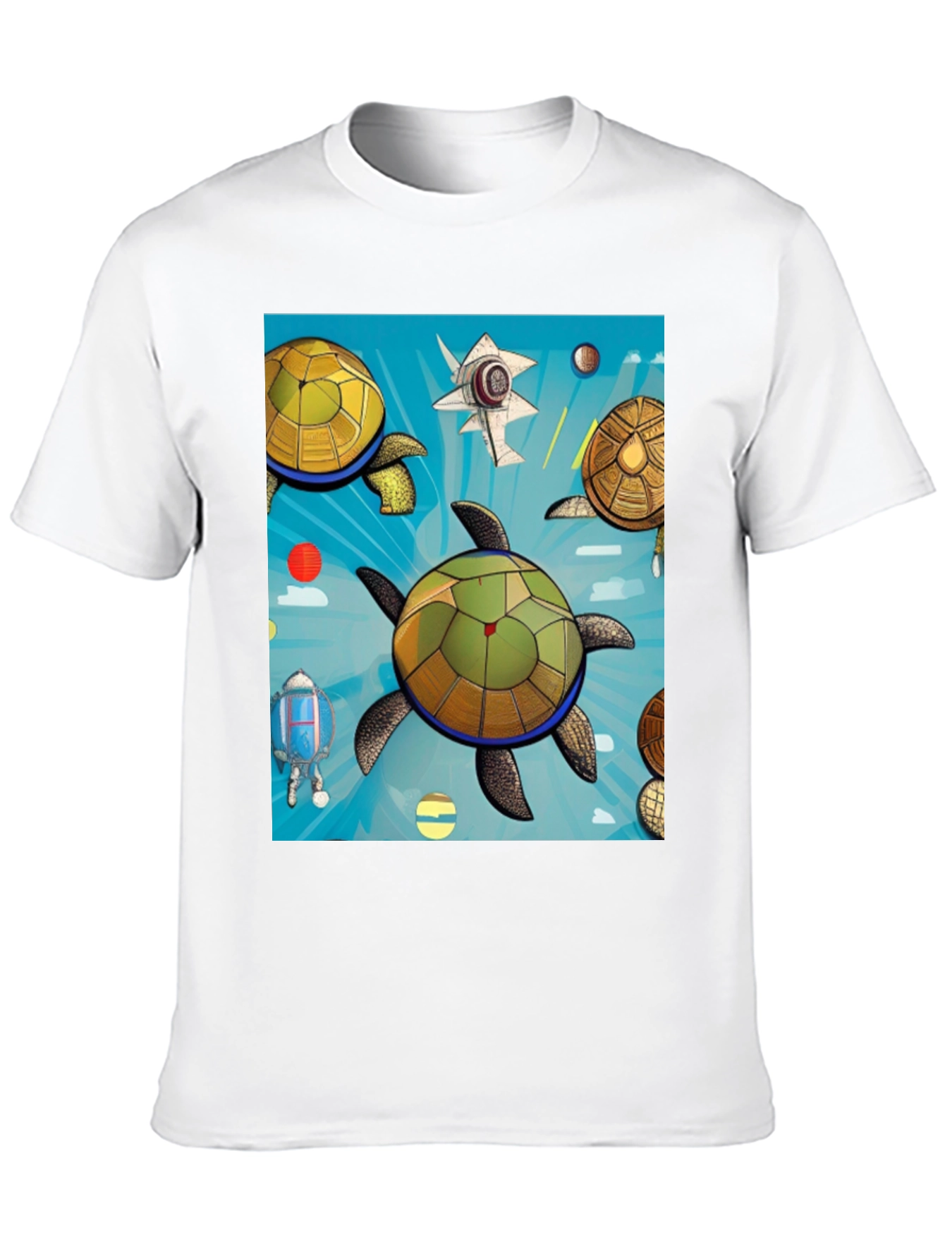 Space Turtle Graphic Tee - Premium Black Cotton