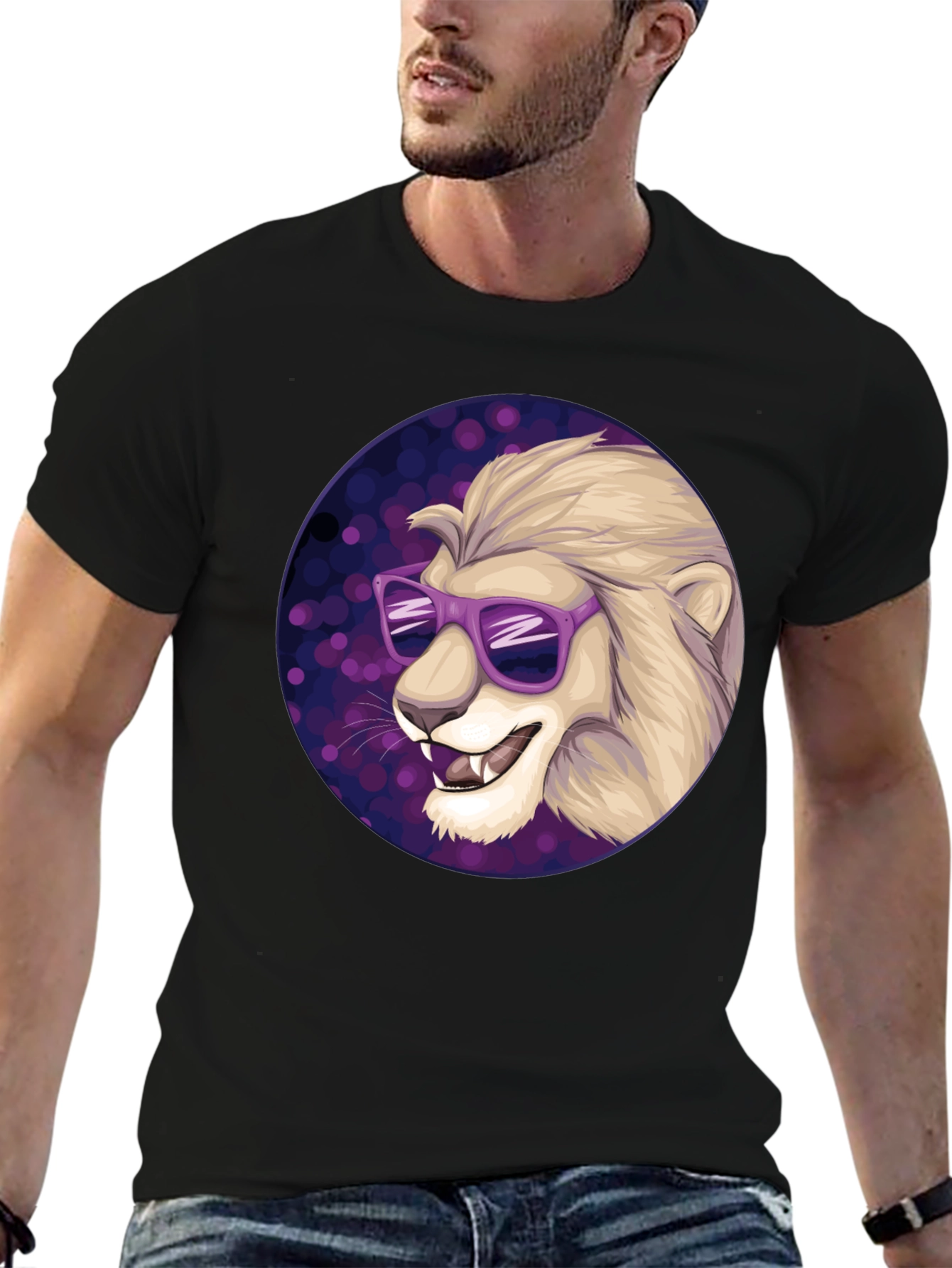 Cool Lion Graphic Tee - Stylish Mens Black T-Shirt