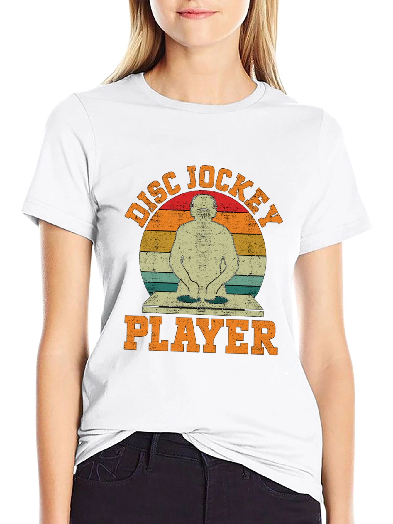 Retro Disc Jockey Player Graphic T-Shirt