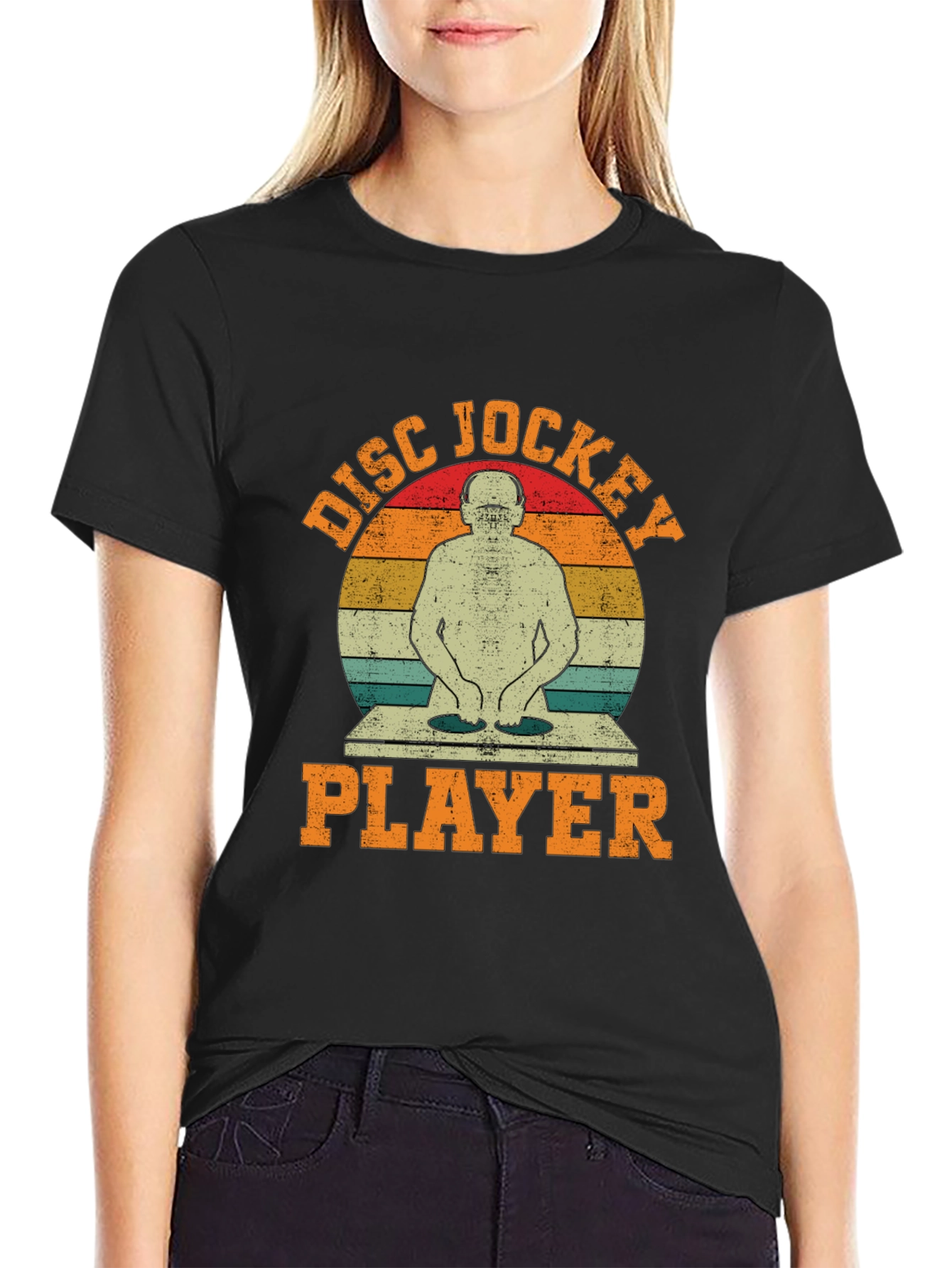 Retro Disc Jockey Player Graphic T-Shirt