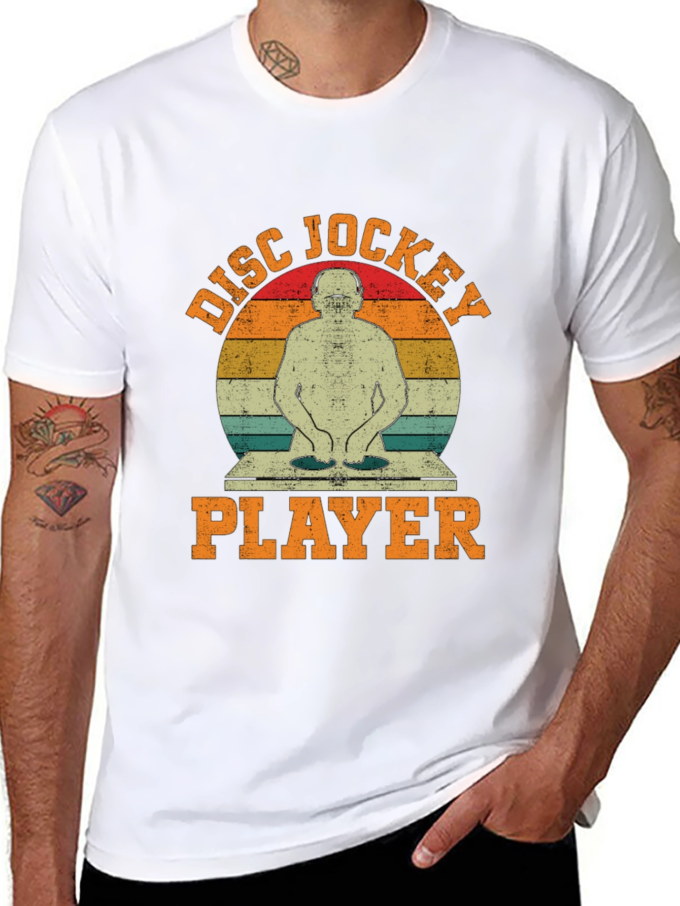 Retro Disc Jockey Player Graphic T-Shirt