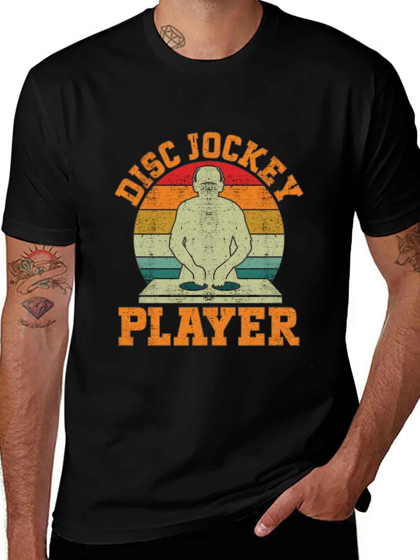 Retro Disc Jockey Player Graphic T-Shirt