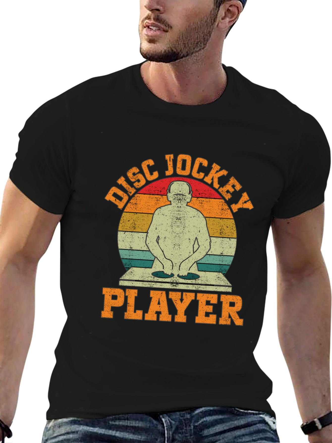 Retro Disc Jockey Player Graphic T-Shirt
