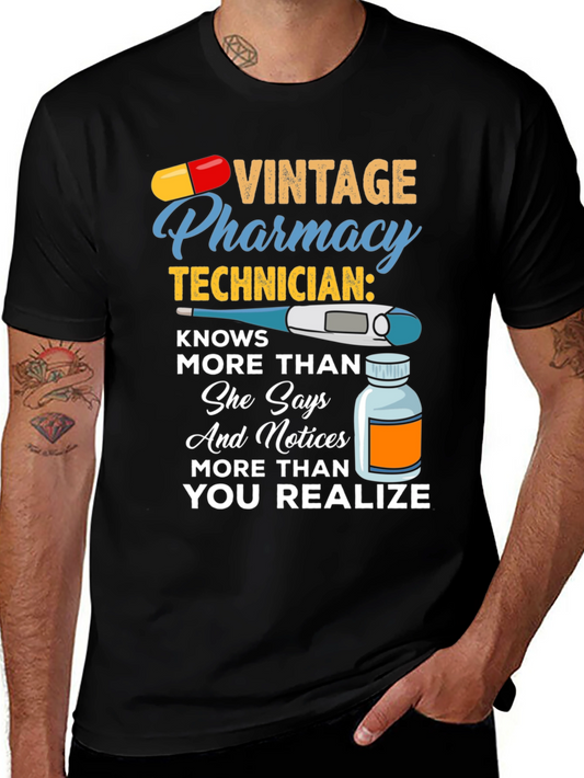 Vintage Pharmacy Technician Graphic T-Shirt