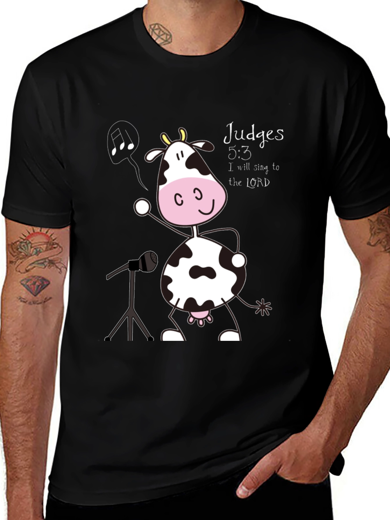 Singing Cow T-Shirt: Judges 5:3 Novelty Tee