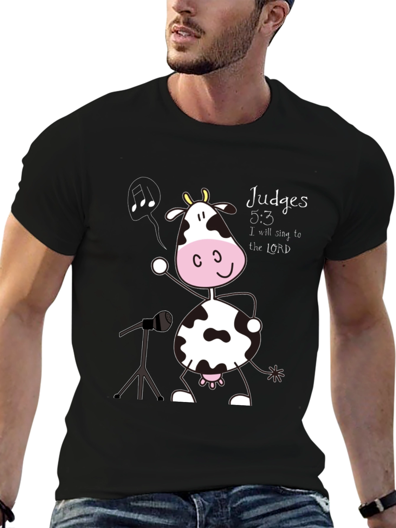 Singing Cow T-Shirt: Judges 5:3 Novelty Tee