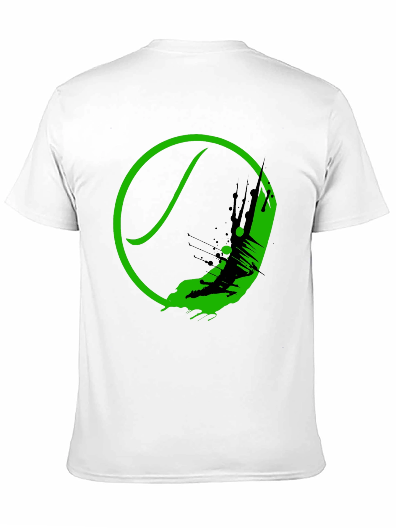 Green Tennis Ball Splash Graphic Black T-Shirt