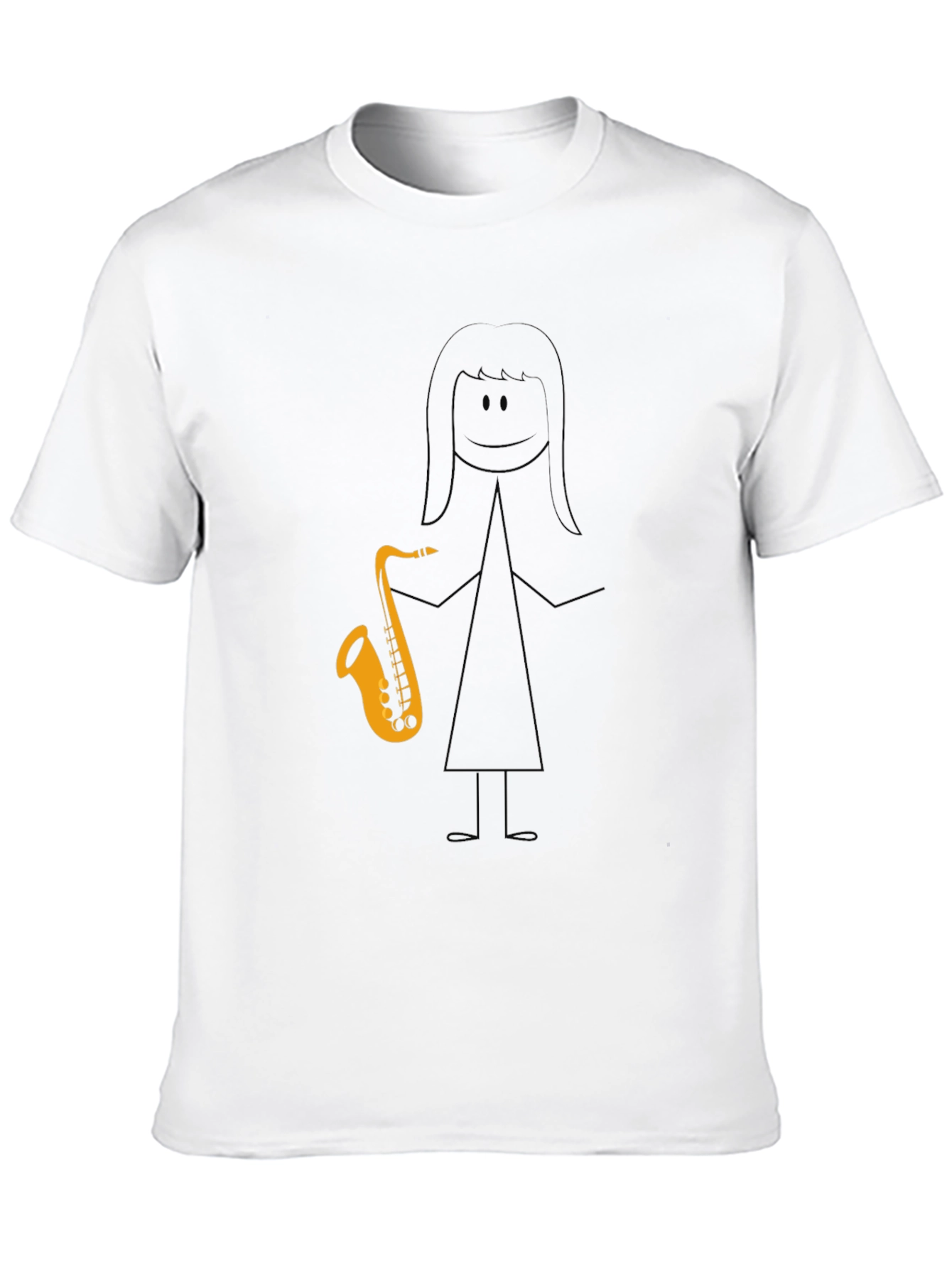 Saxophone Stick Figure Graphic Tee - Black Cotton Blend
