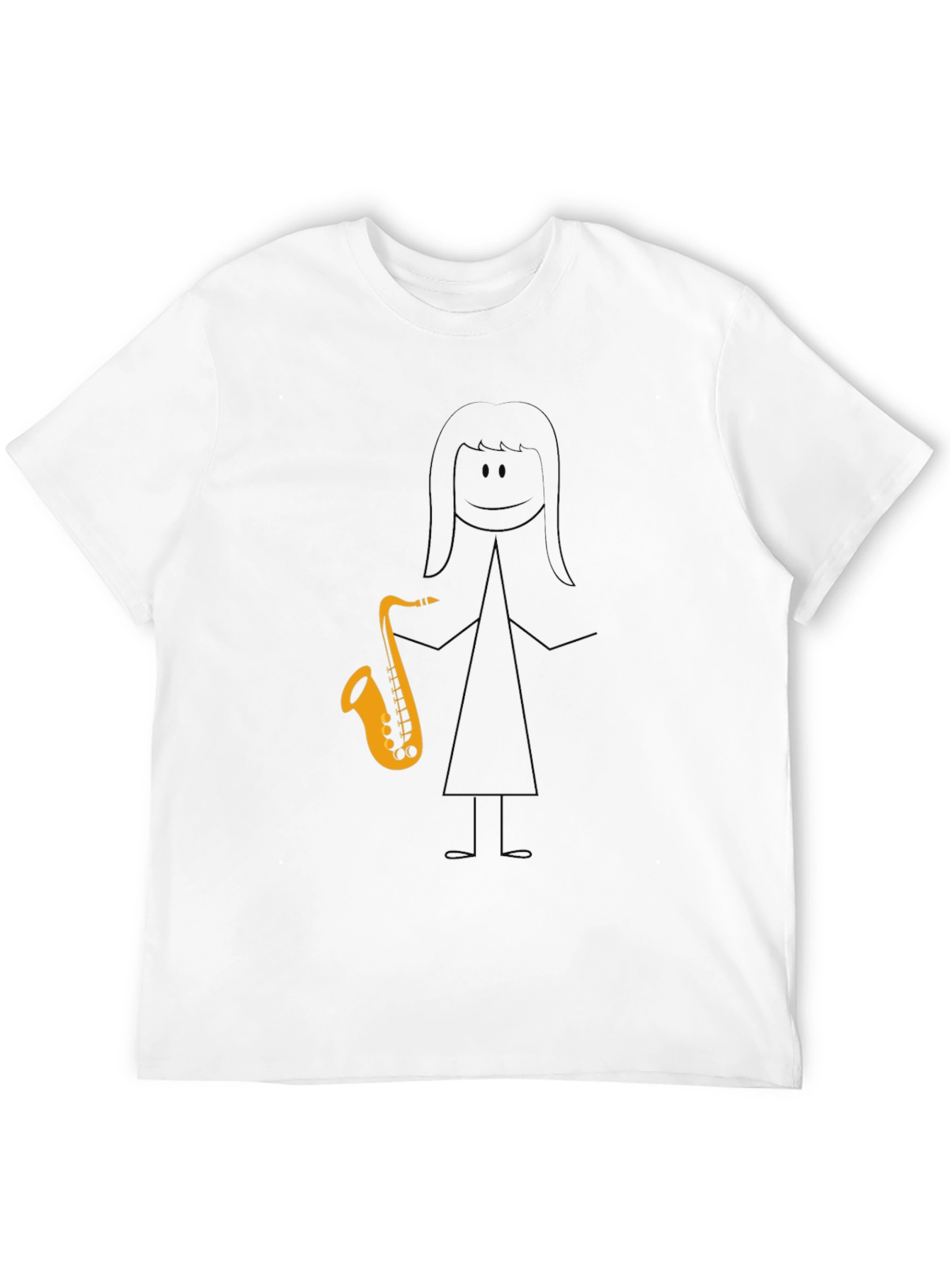 Saxophone Stick Figure Graphic Tee - Black Cotton Blend