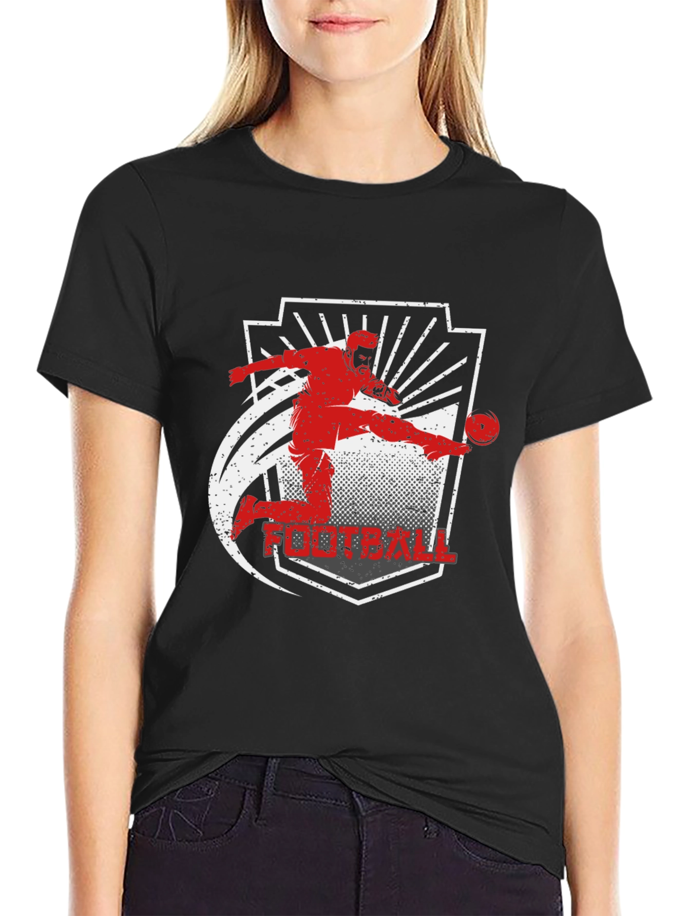 Football Kick Black T-Shirt