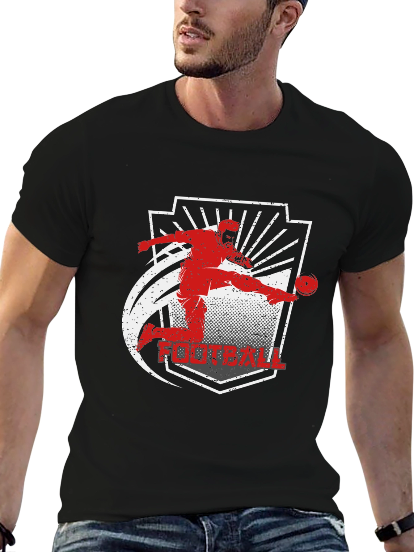 Football Kick Black T-Shirt