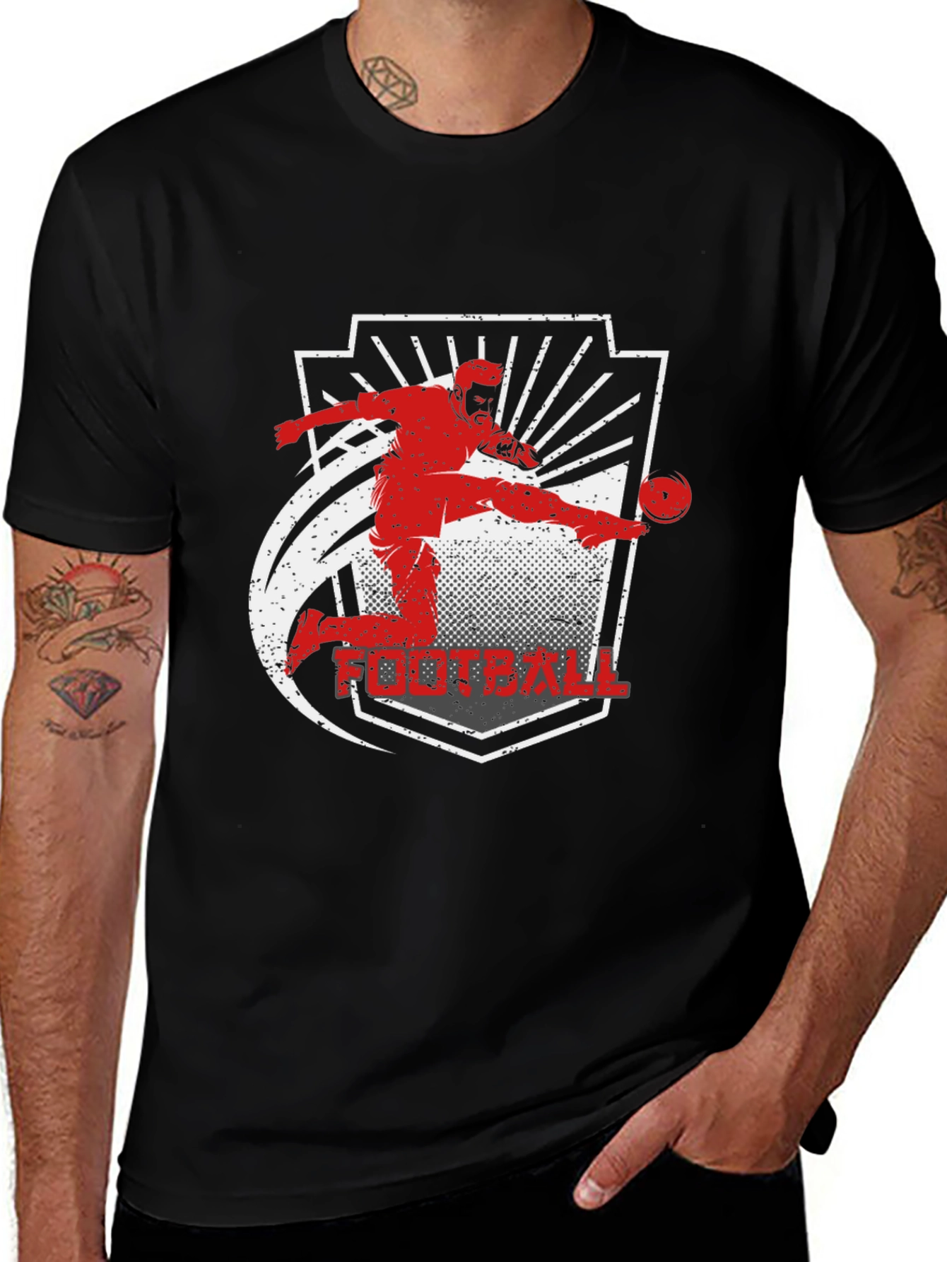 Football Kick Black T-Shirt