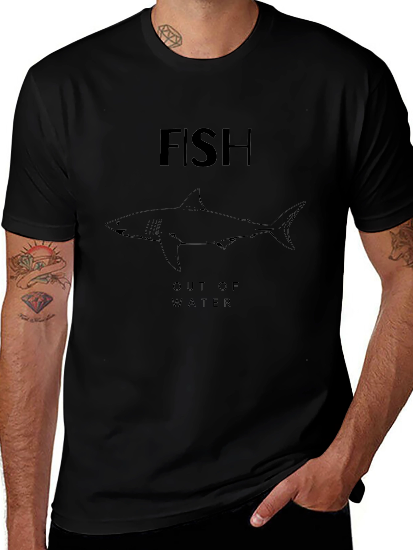 Fish Out of Water Graphic Tee - Black