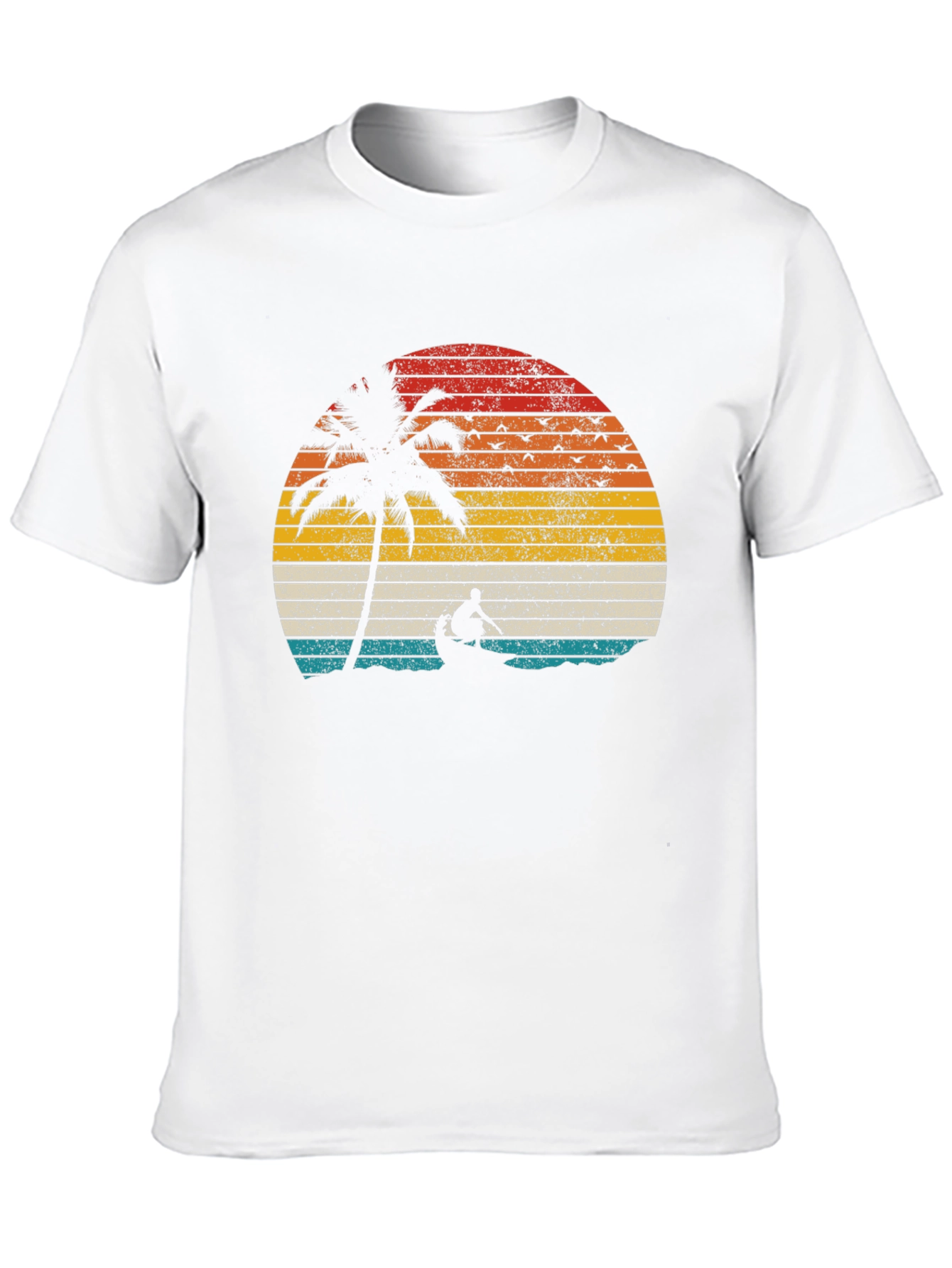 Retro Sunset Palm Tree Canoe T-Shirt