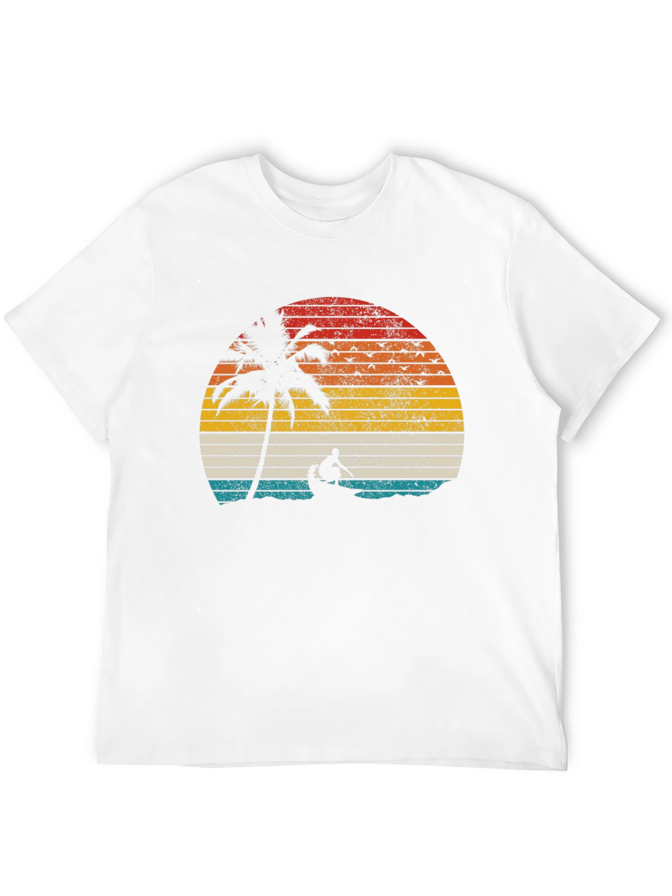 Retro Sunset Palm Tree Canoe T-Shirt
