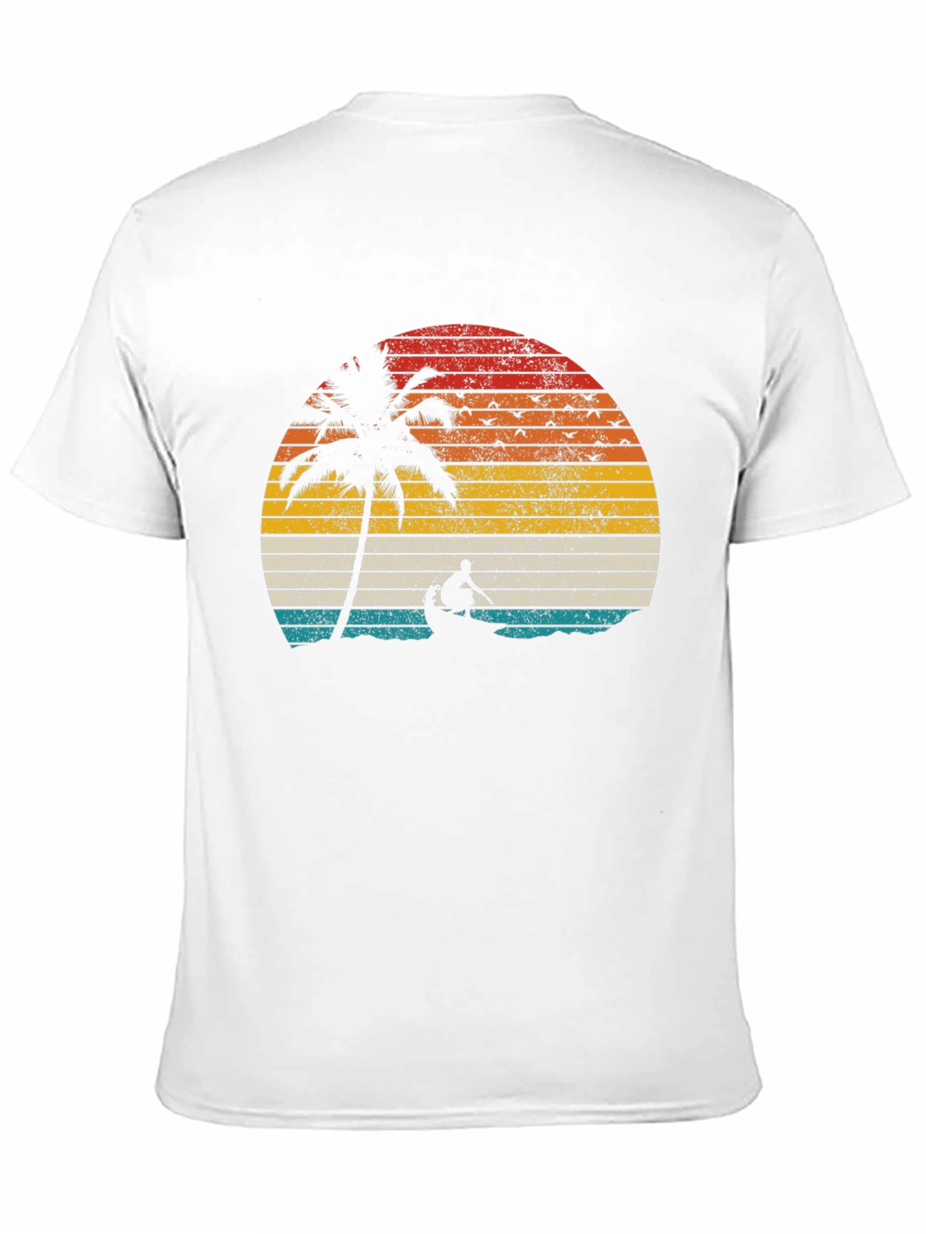 Retro Sunset Palm Tree Canoe T-Shirt
