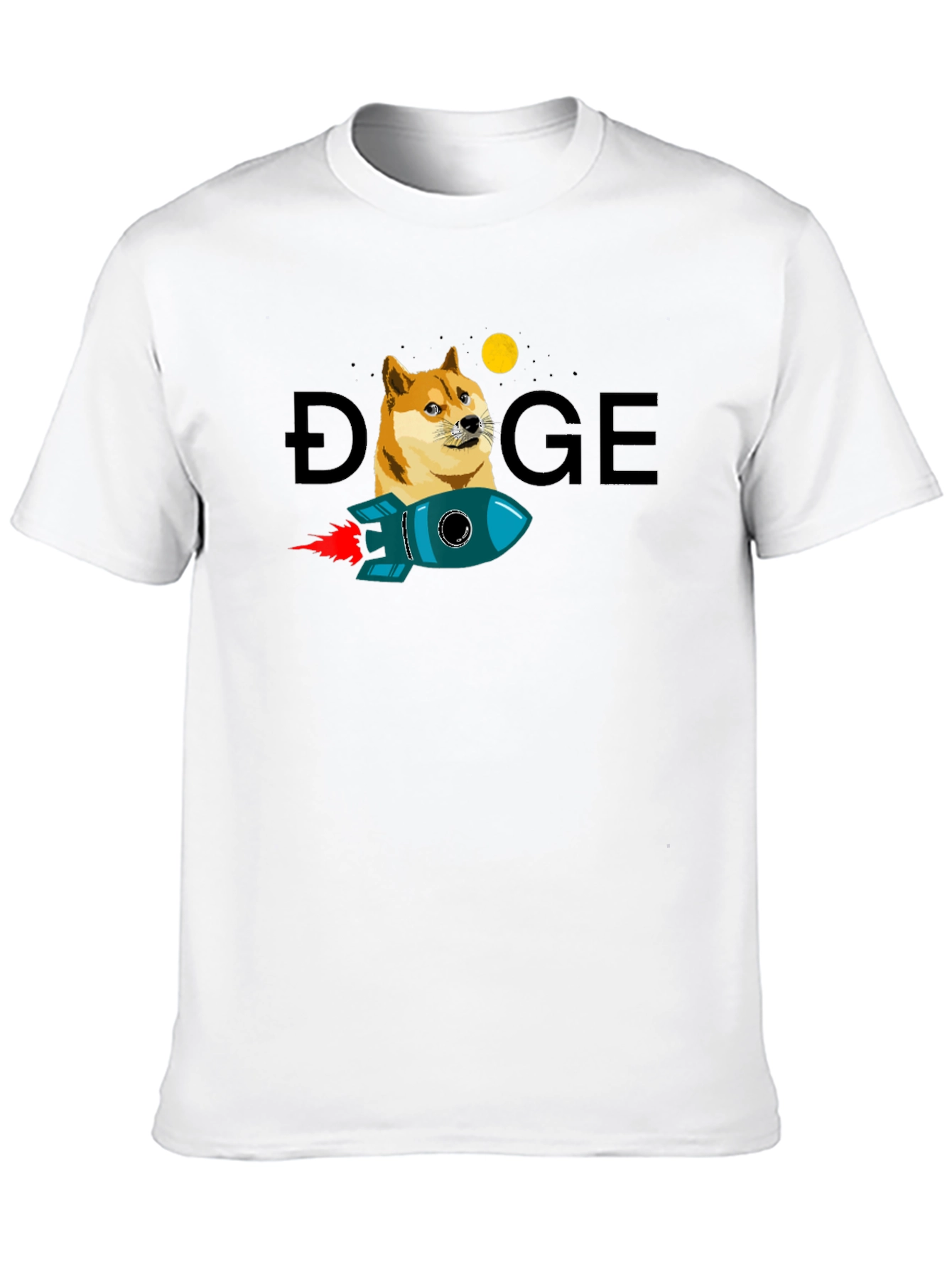 Doge to the Moon Black T-Shirt - Crypto Rocket