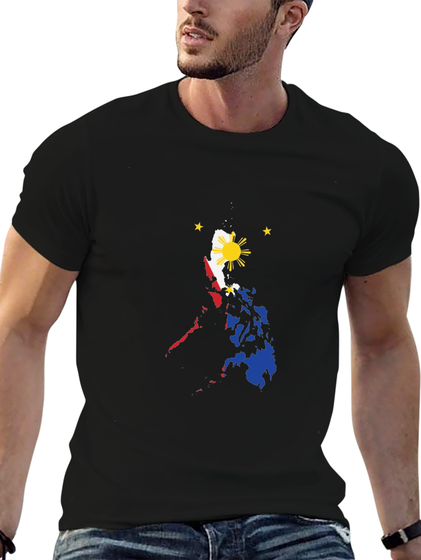 Philippine Flag T-Shirt - Black Cotton Tee