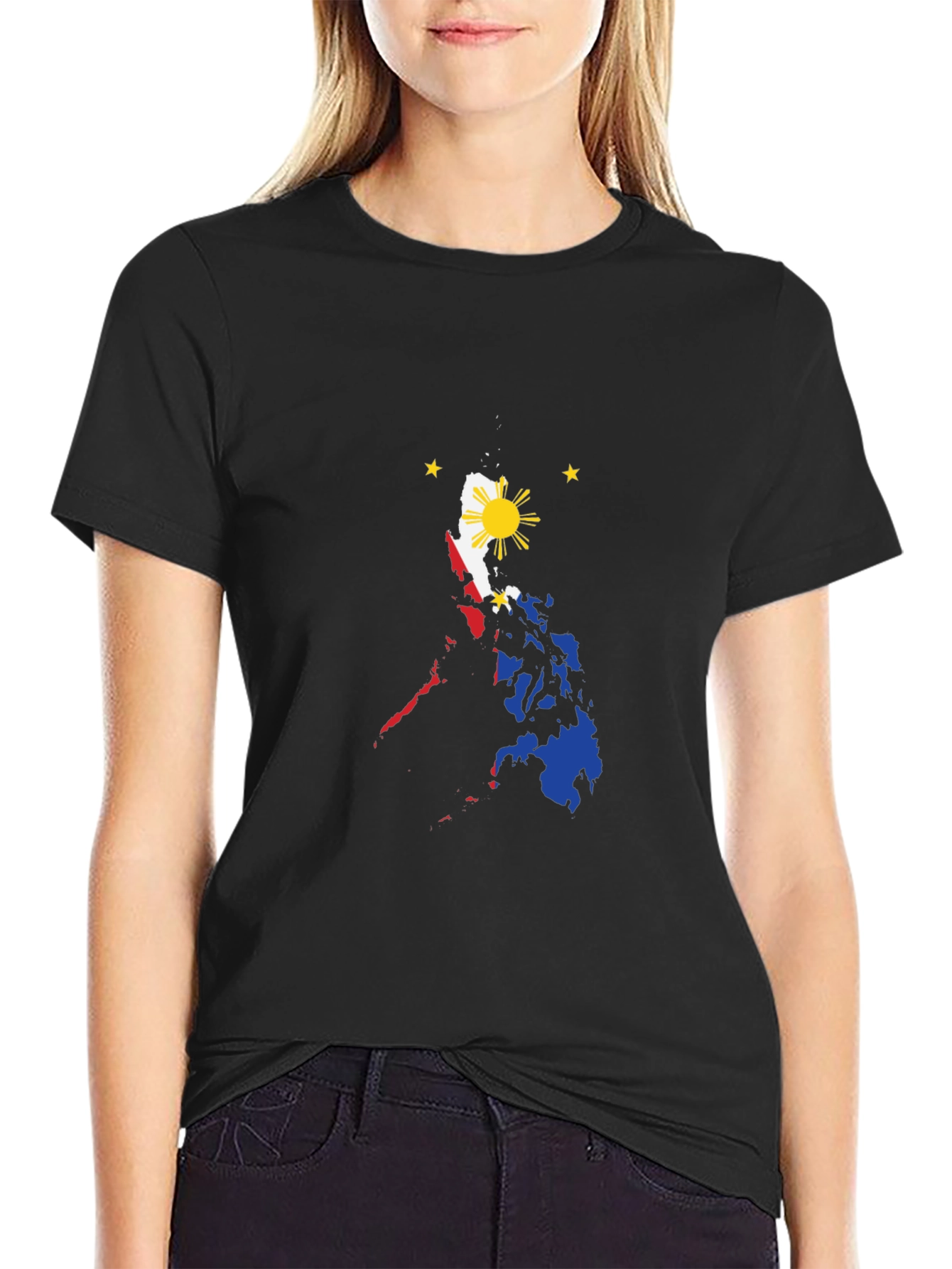 Philippine Flag T-Shirt - Black Cotton Tee