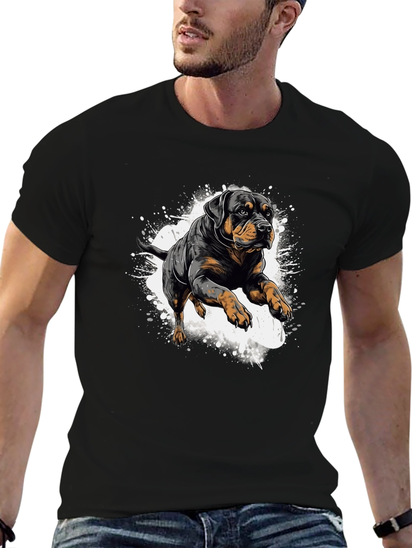 Rottweiler Dog Graphic T-Shirt - Black