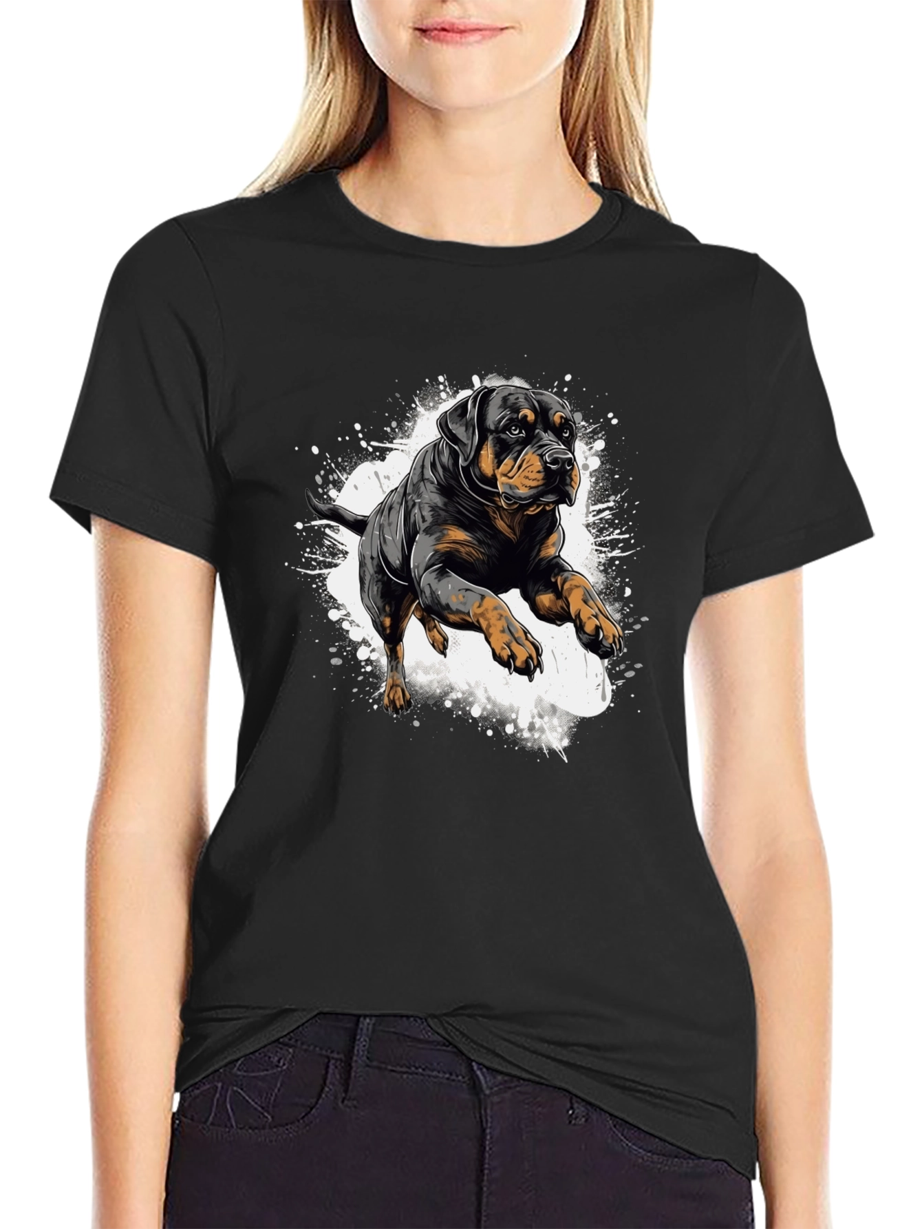 Rottweiler Dog Graphic T-Shirt - Black