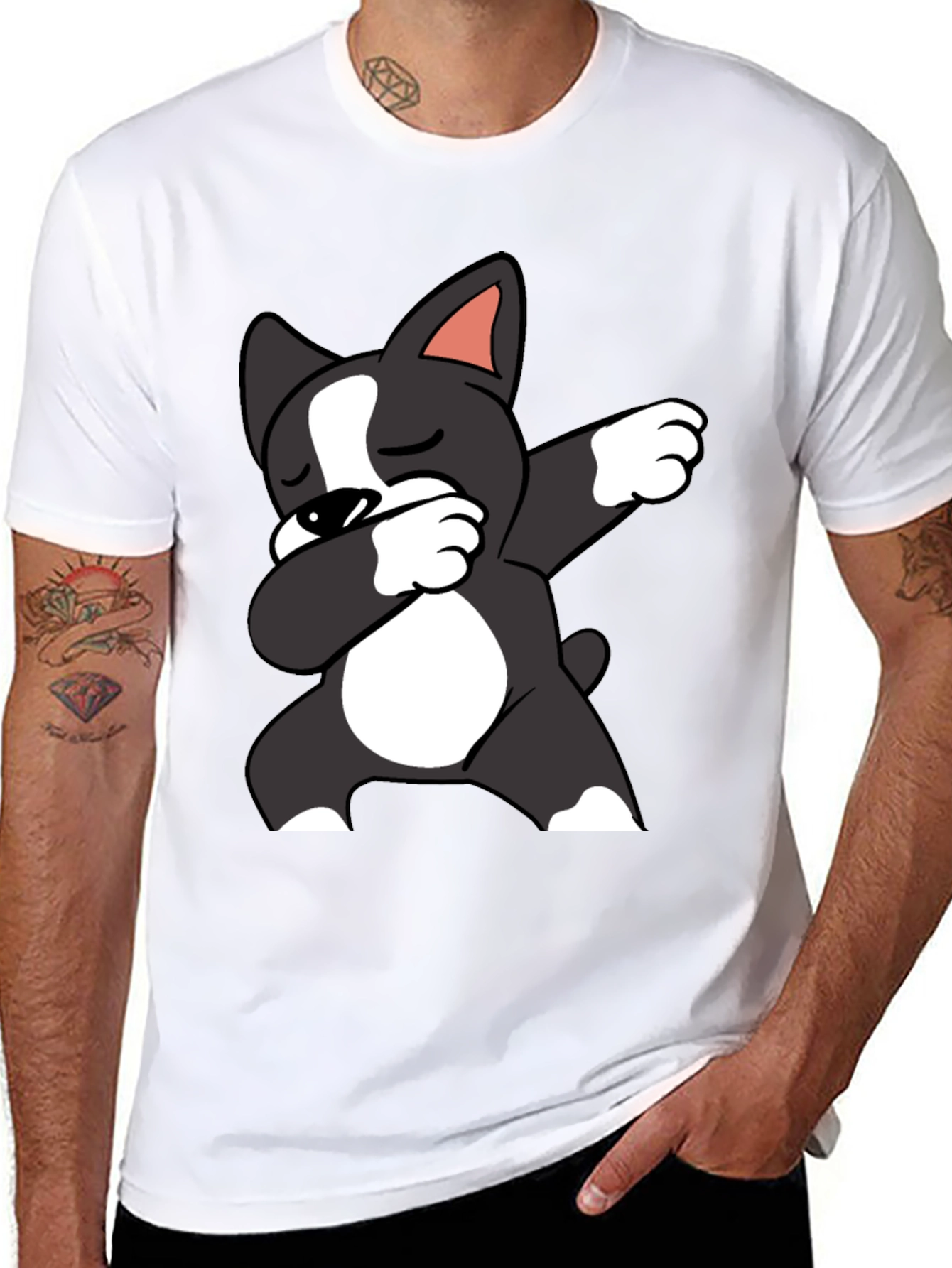Dabbing Dog Graphic Tee - Mens Black T-Shirt