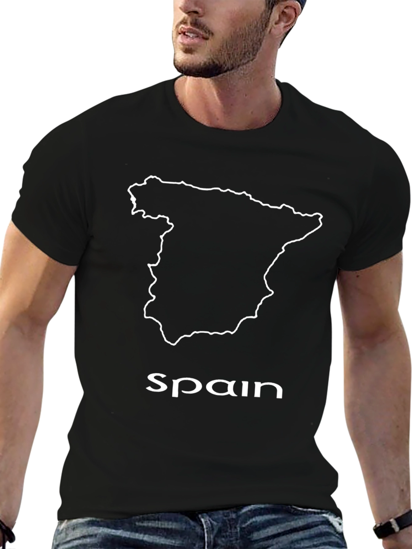 Spain Outline Black T-Shirt - Country Pride