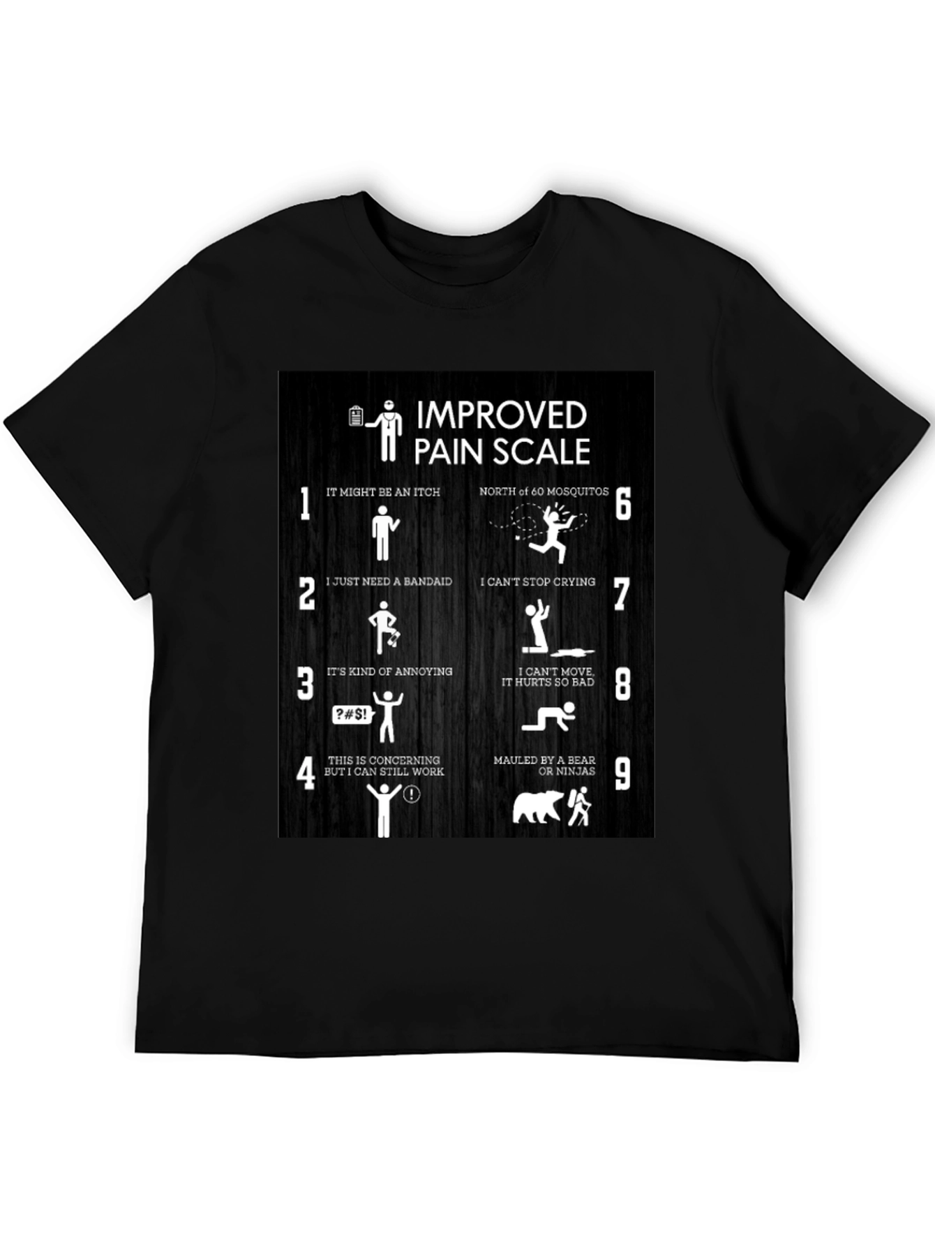 Improved Pain Scale Graphic Tee - Black Cotton T-Shirt