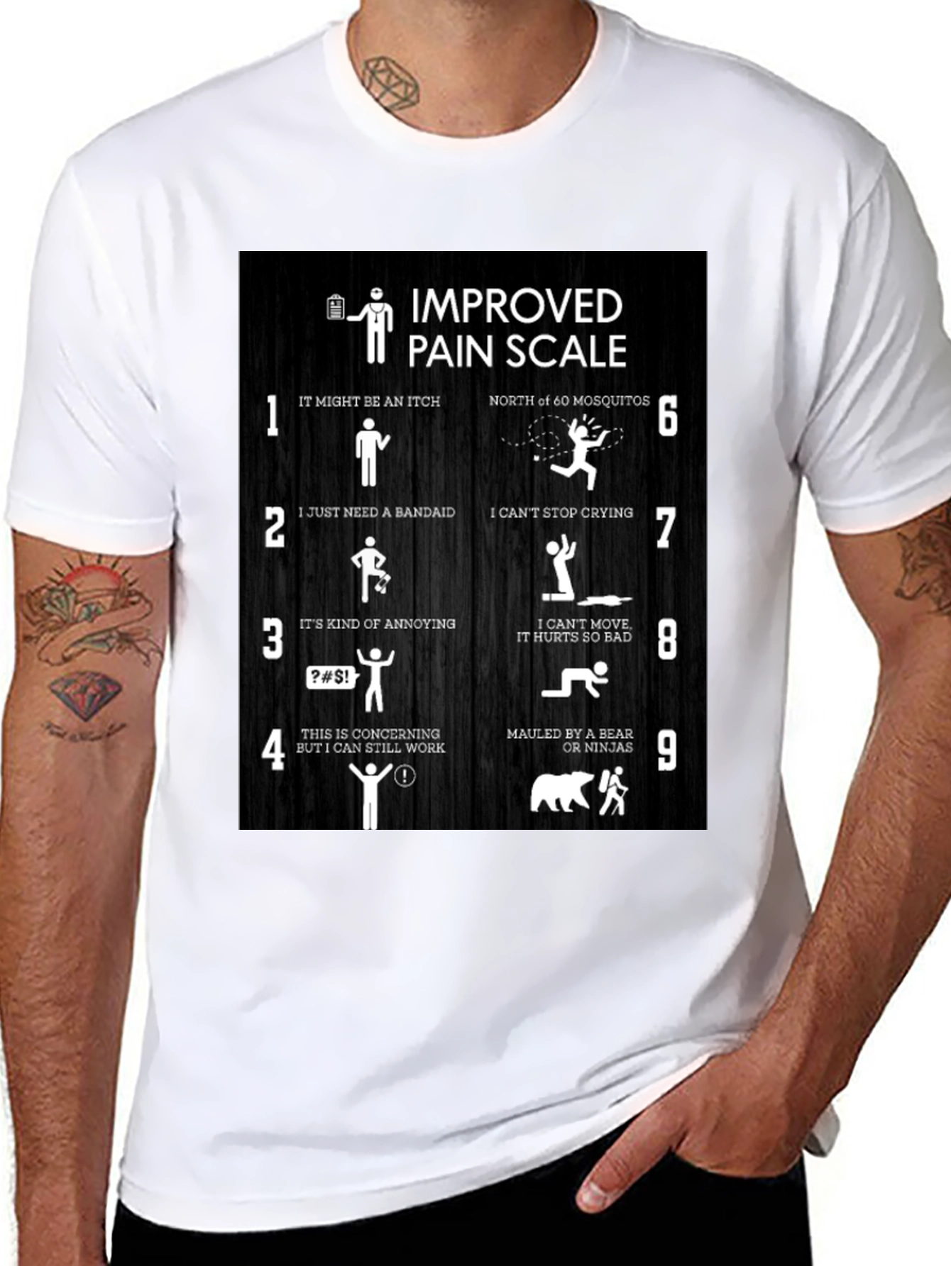 Improved Pain Scale Graphic Tee - Black Cotton T-Shirt