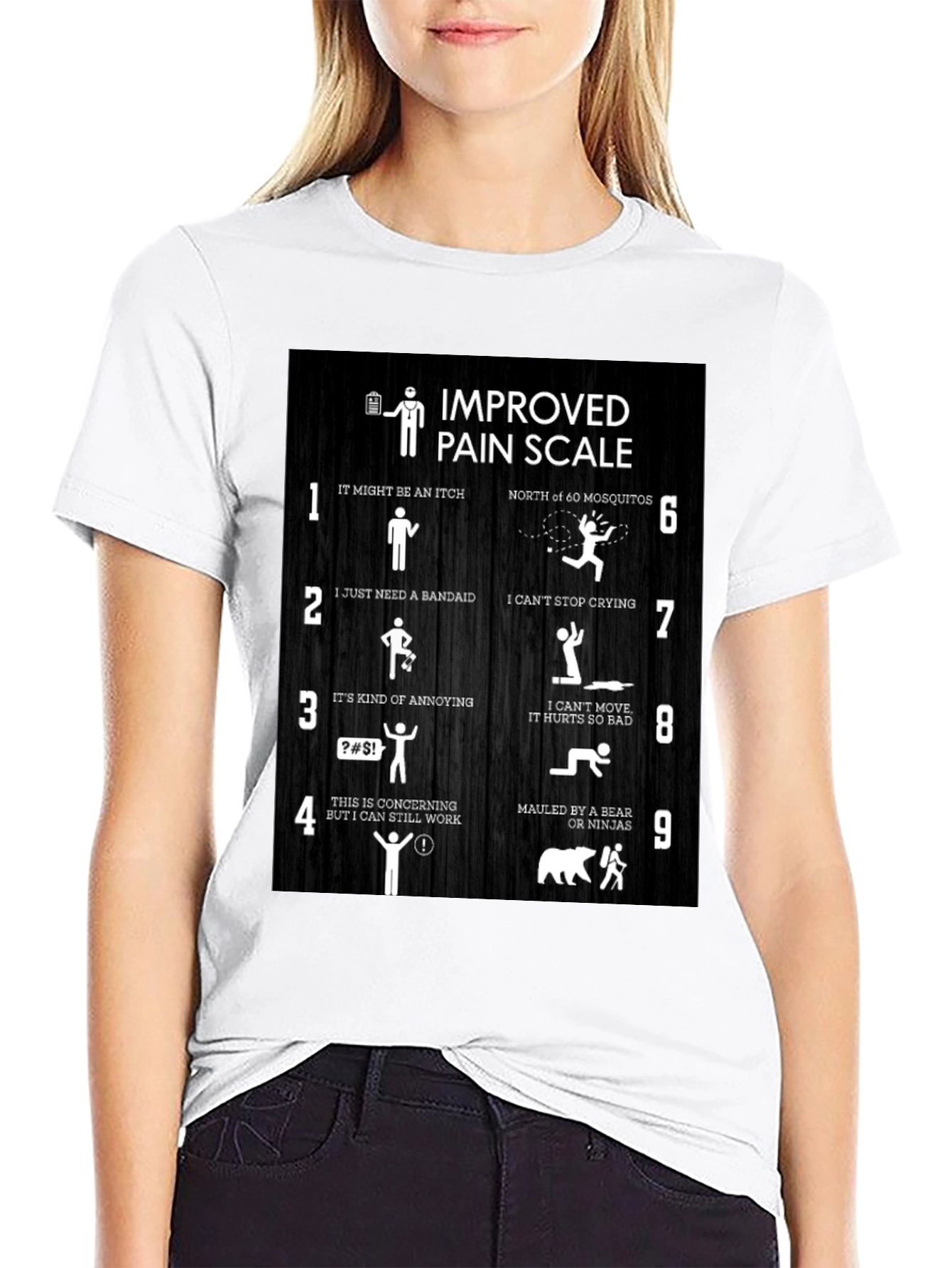 Improved Pain Scale Graphic Tee - Black Cotton T-Shirt