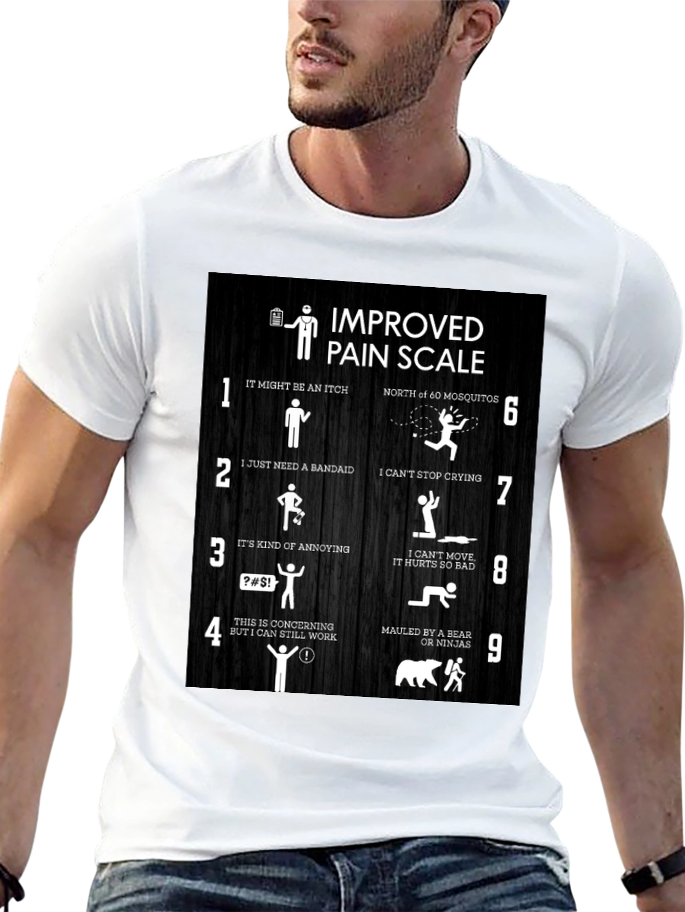 Improved Pain Scale Graphic Tee - Black Cotton T-Shirt
