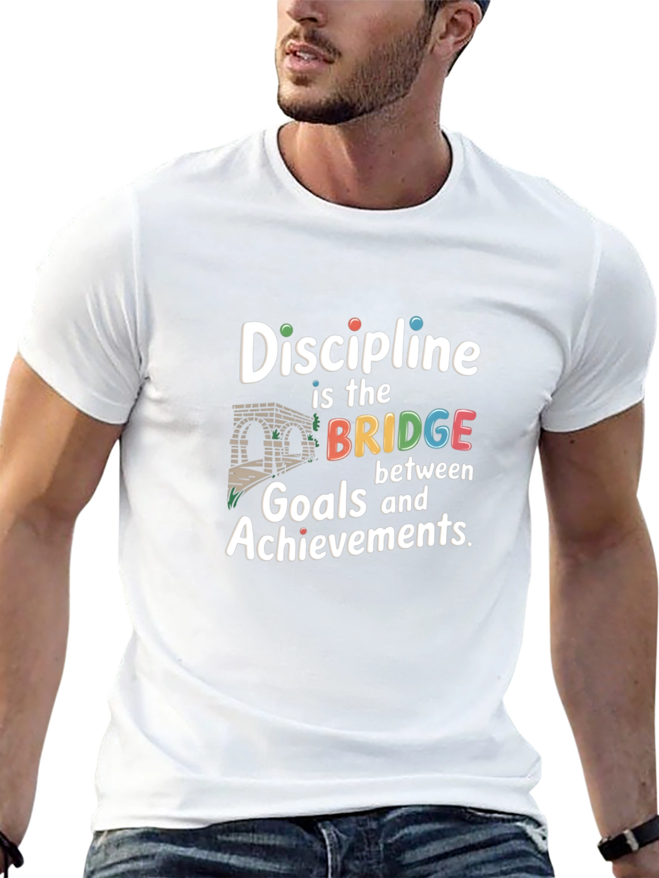 Discipline Bridge T-Shirt Goals and Achievements Crew Neck