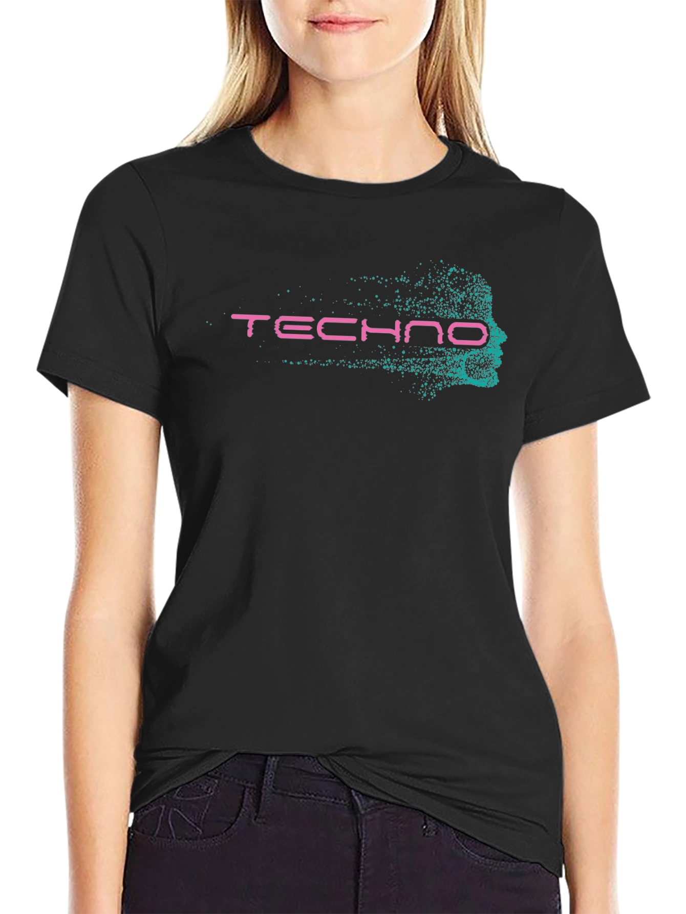 Techno Face Graphic T-Shirt - Black
