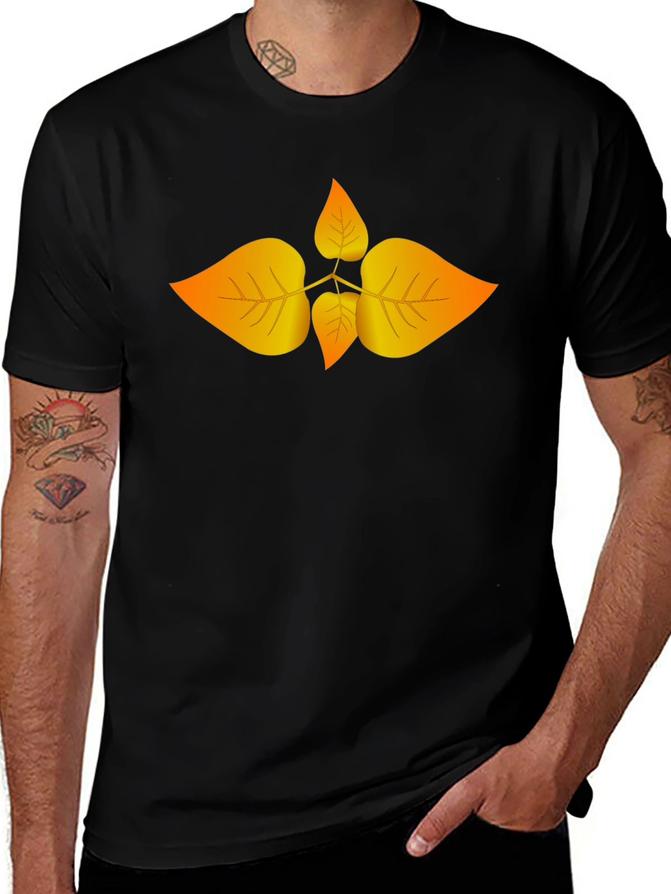 Autumn Leaf Graphic Black T-Shirt