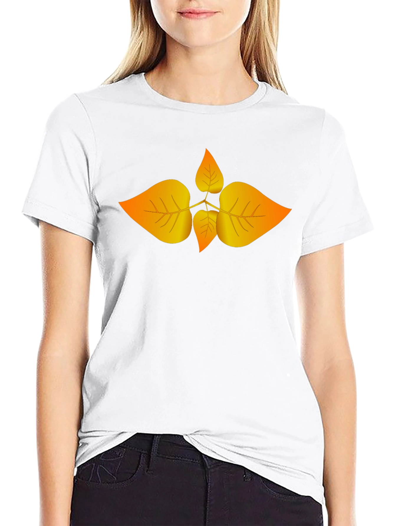 Autumn Leaf Graphic Black T-Shirt