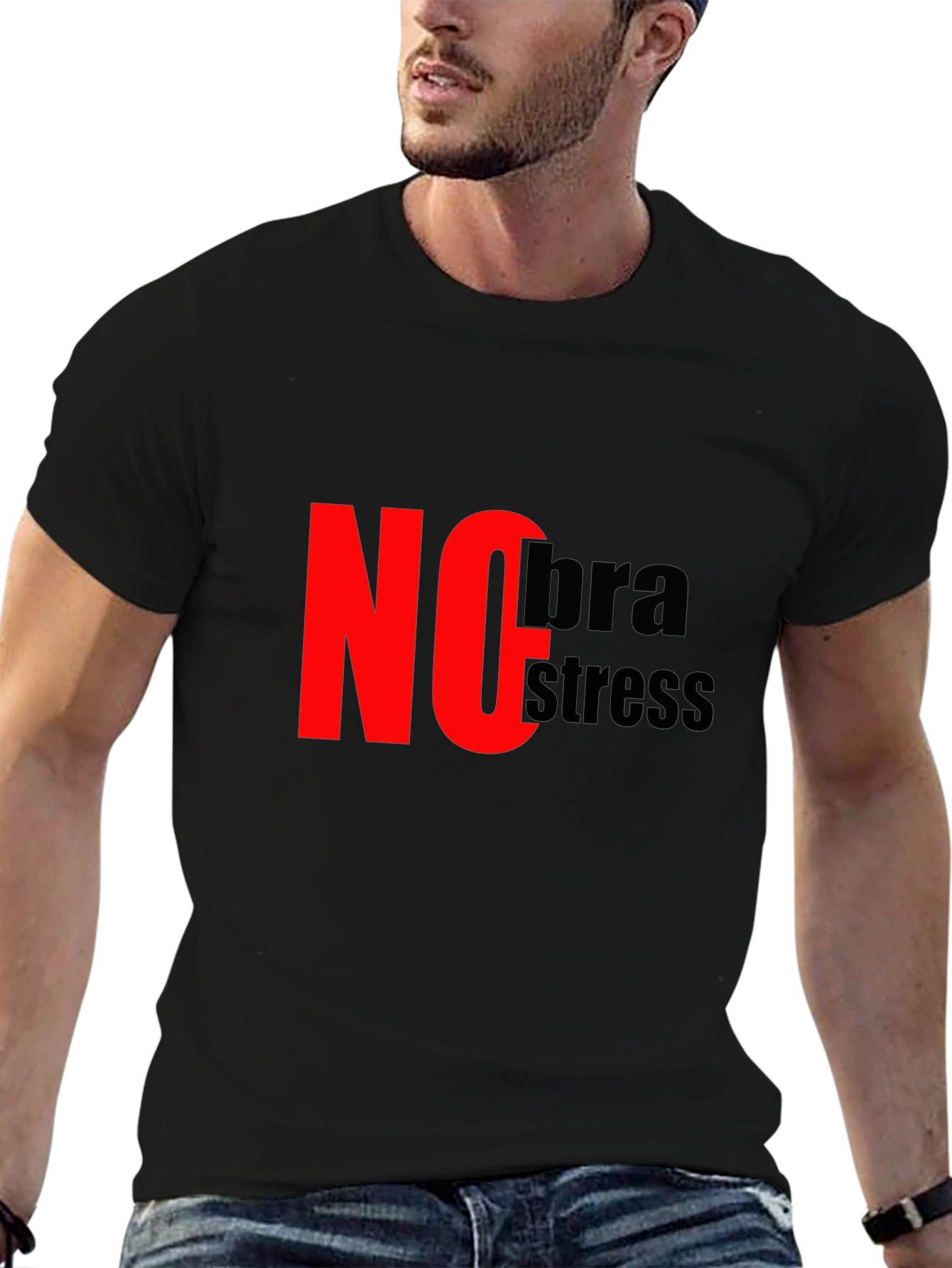 No Bra No Stress Black T-Shirt