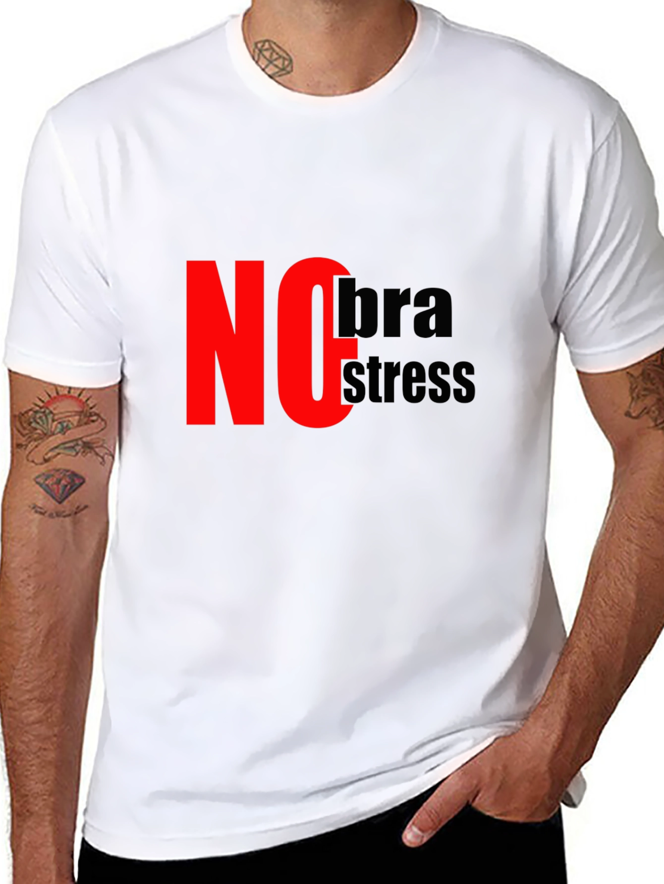 No Bra No Stress Black T-Shirt