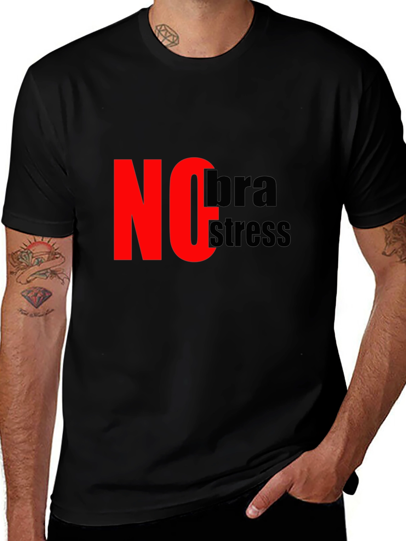 No Bra No Stress Black T-Shirt