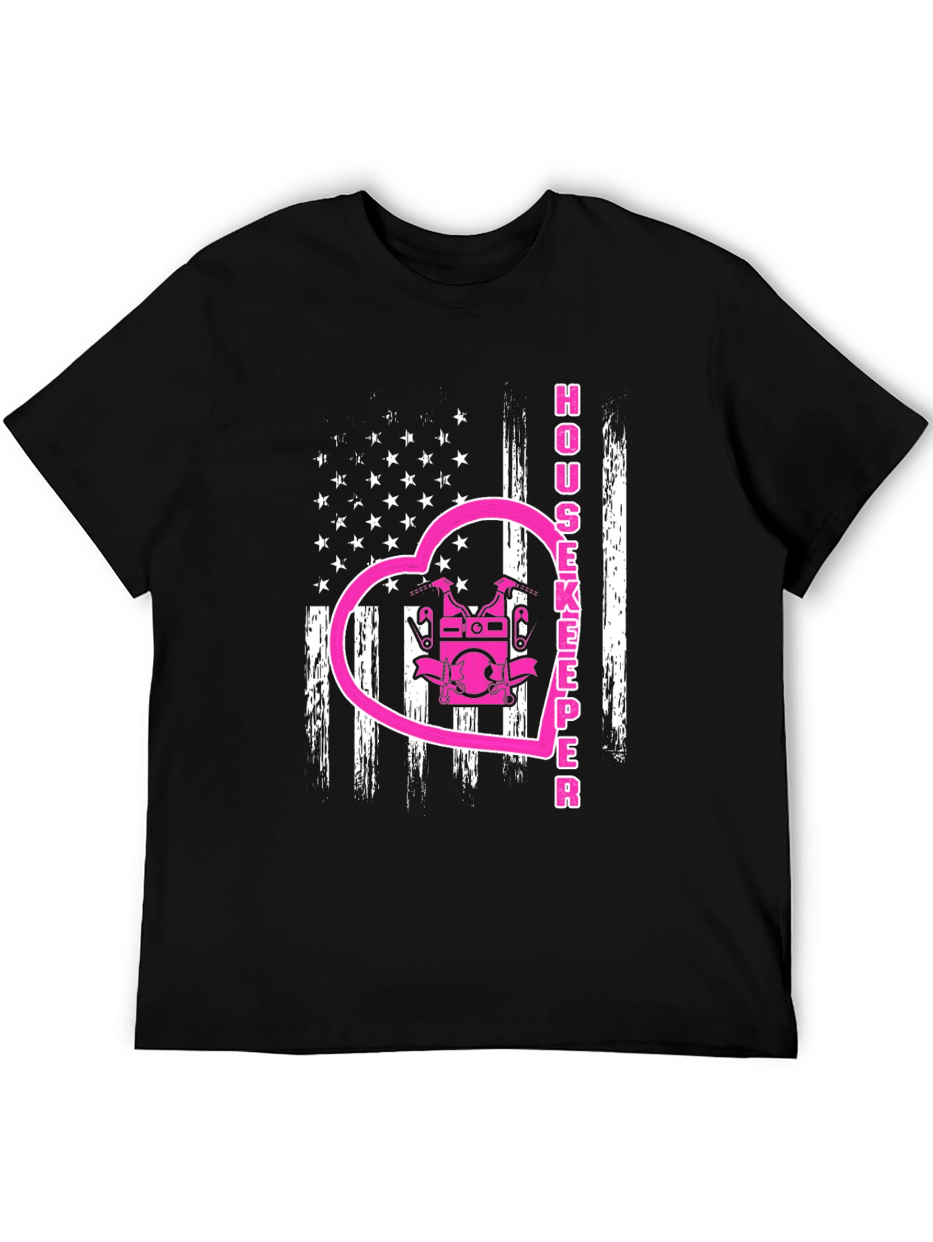 Housekeeper USA Flag Heart T-Shirt