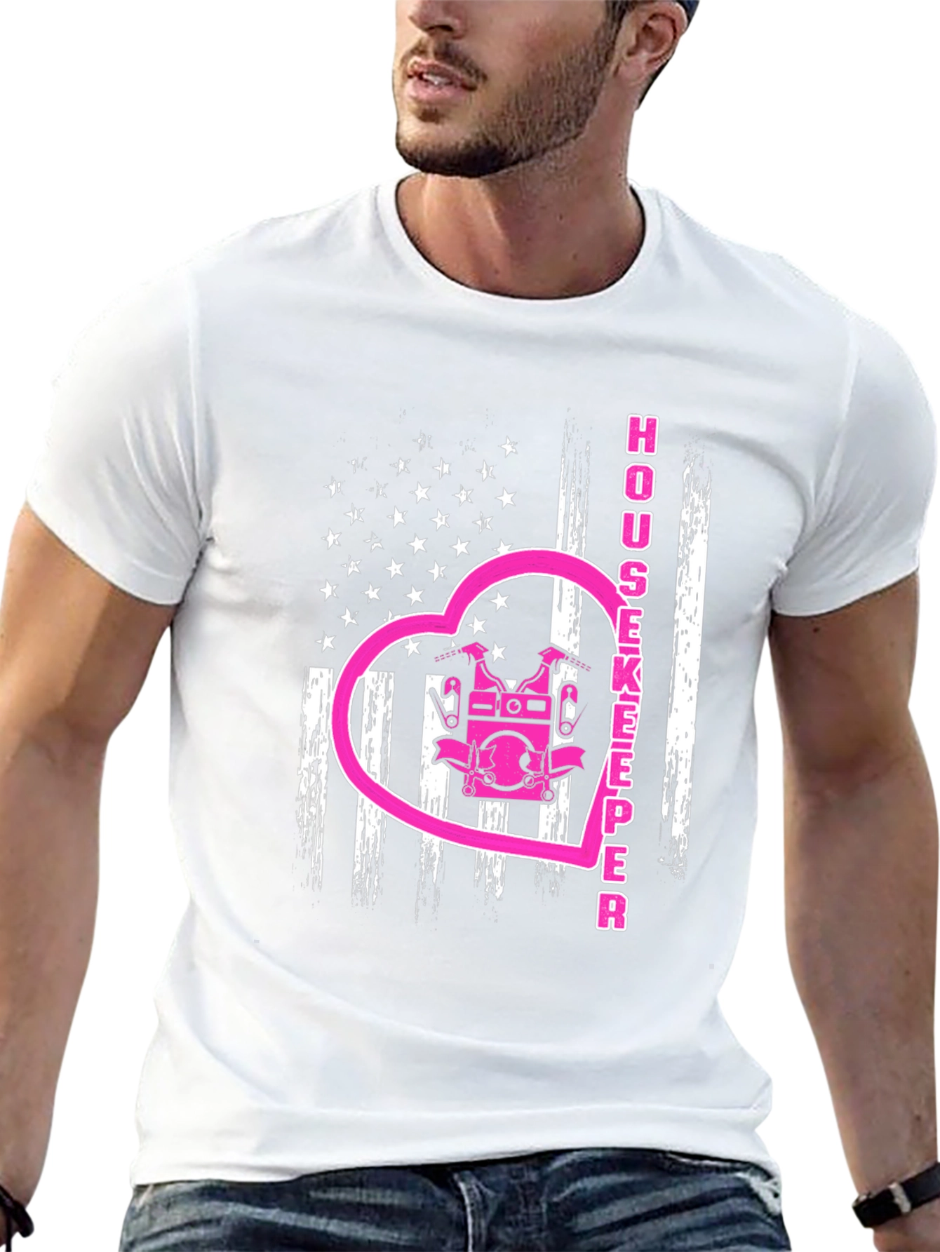 Housekeeper USA Flag Heart T-Shirt