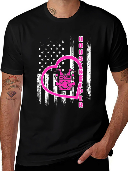 Housekeeper USA Flag Heart T-Shirt