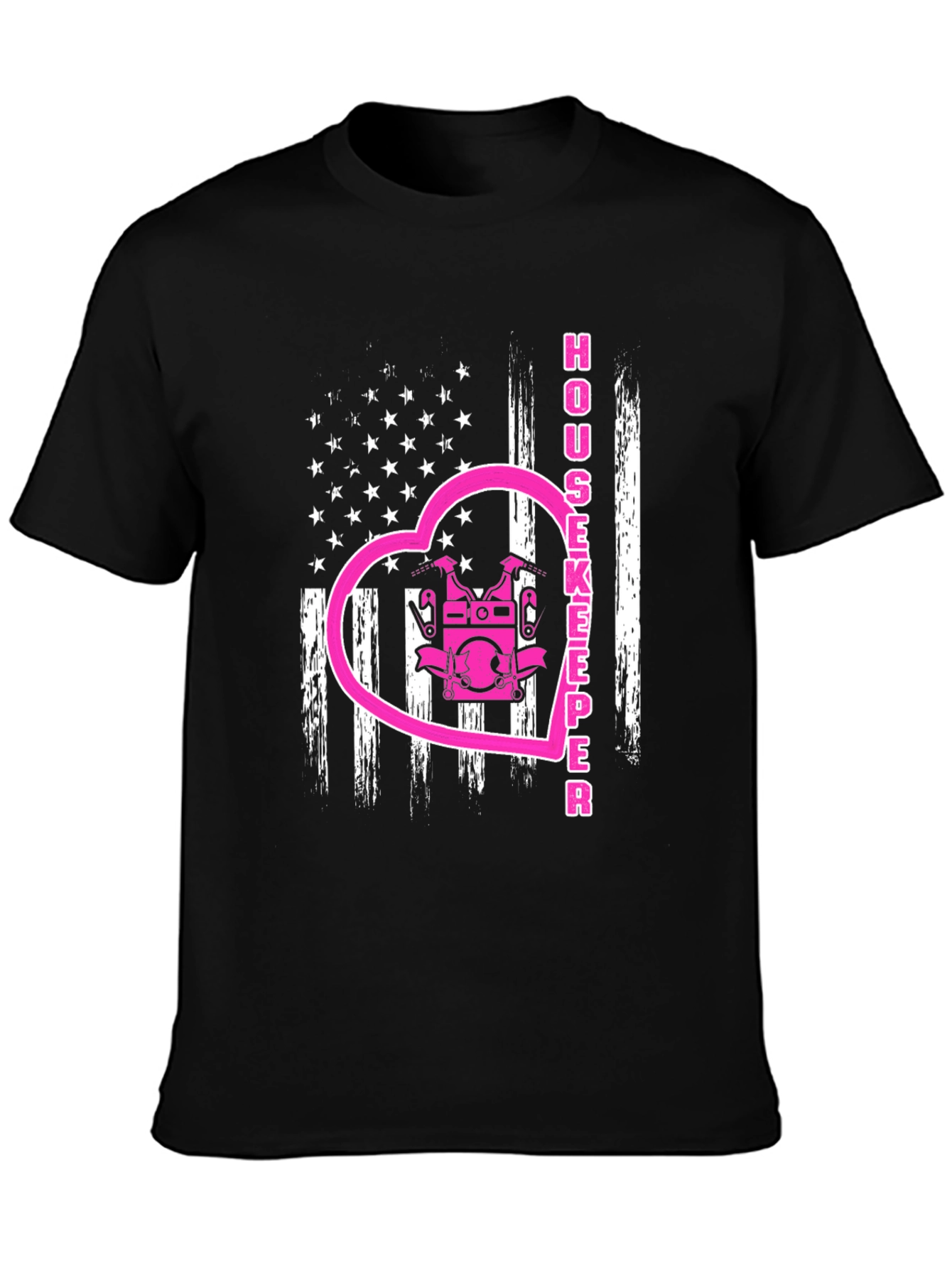 Housekeeper USA Flag Heart T-Shirt